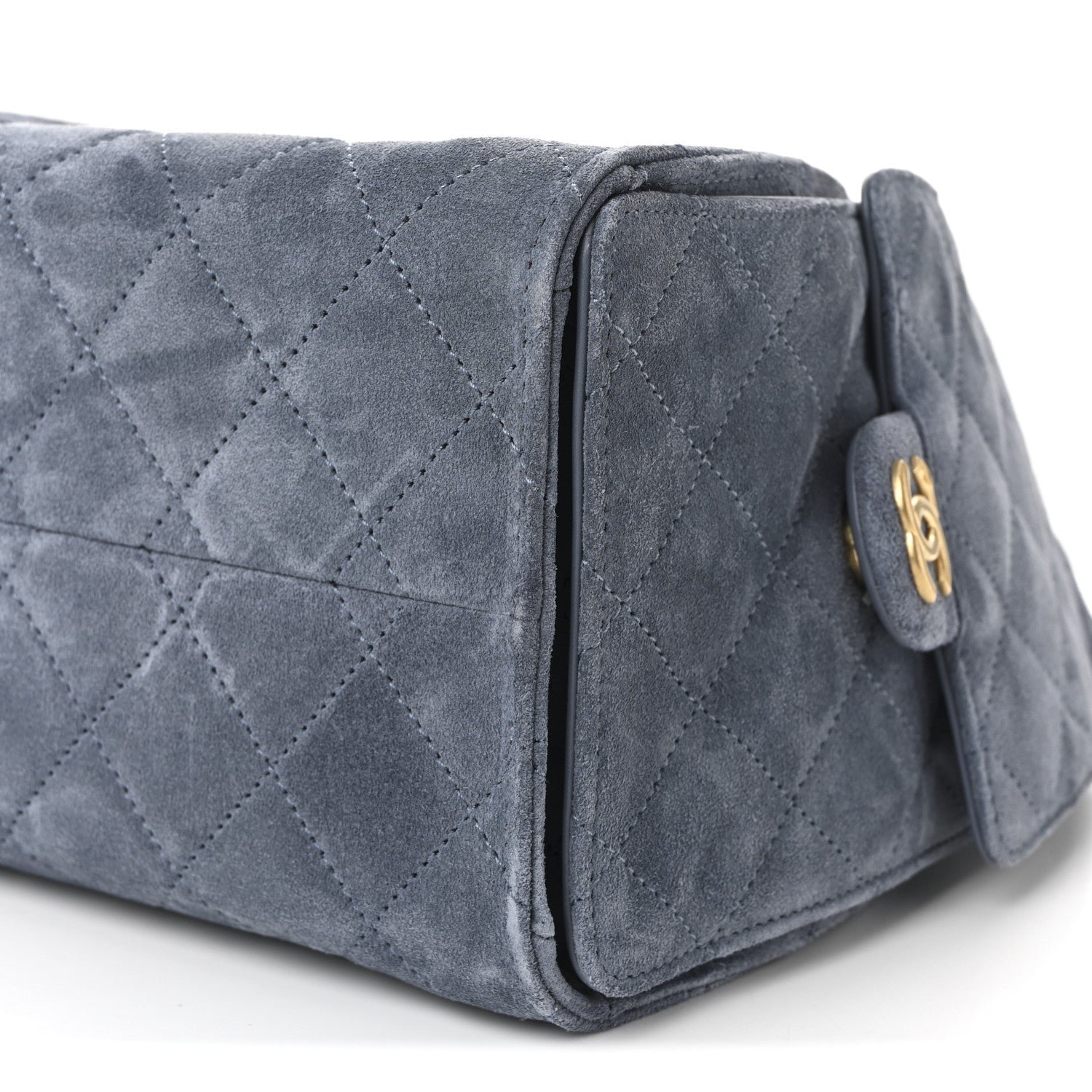 Suede Quilted Small Chanel 25 Handbag Blue - Image 10