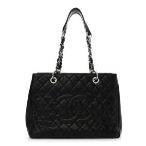 Caviar Quilted Grand Shopping Tote GST Black