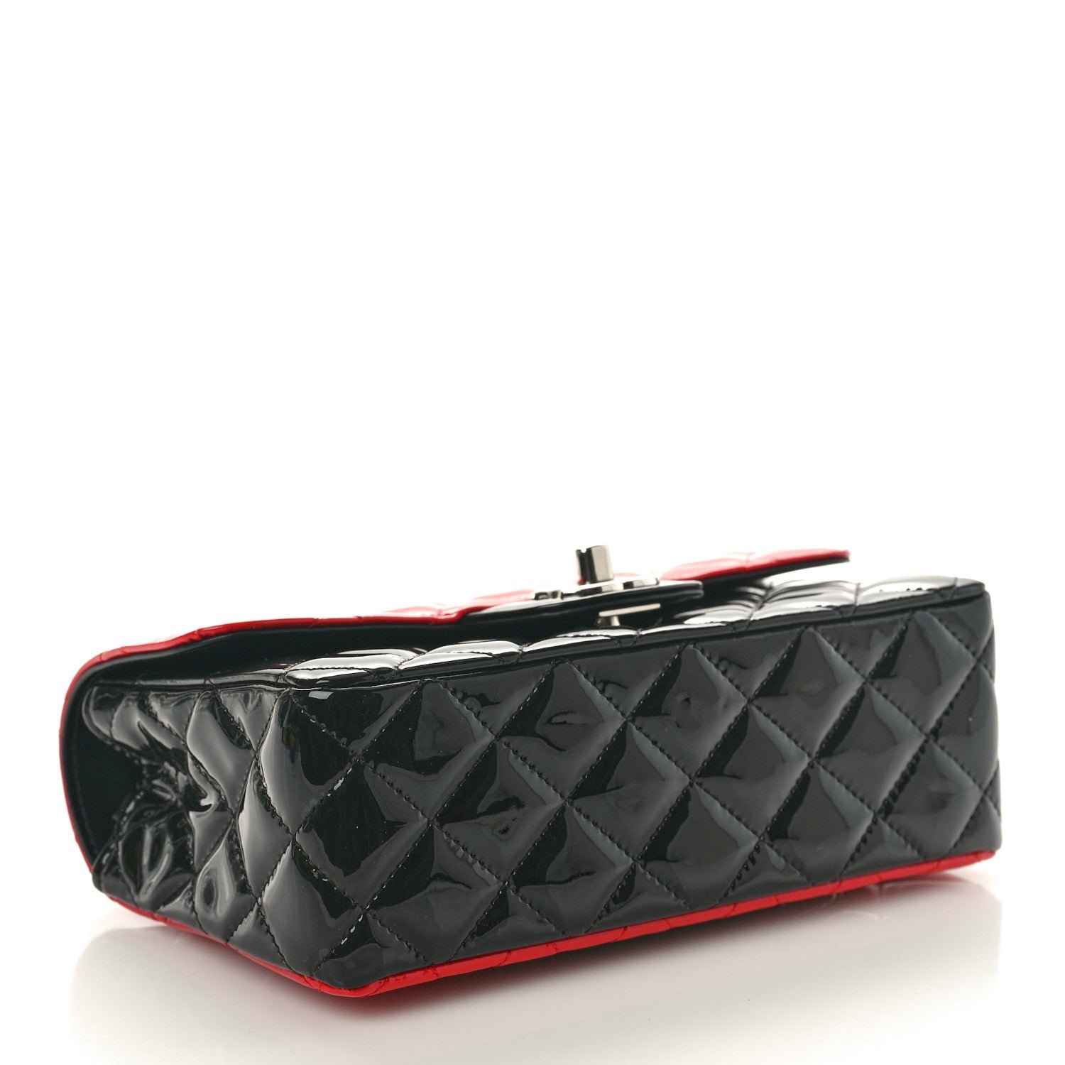 Patent Calfskin Quilted Bi-Color Mini Rectangular Flap Black Red - Image 4