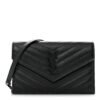 Grain De Poudre Matelasse Chevron Monogram Monochrome Envelope Chain Wallet Black