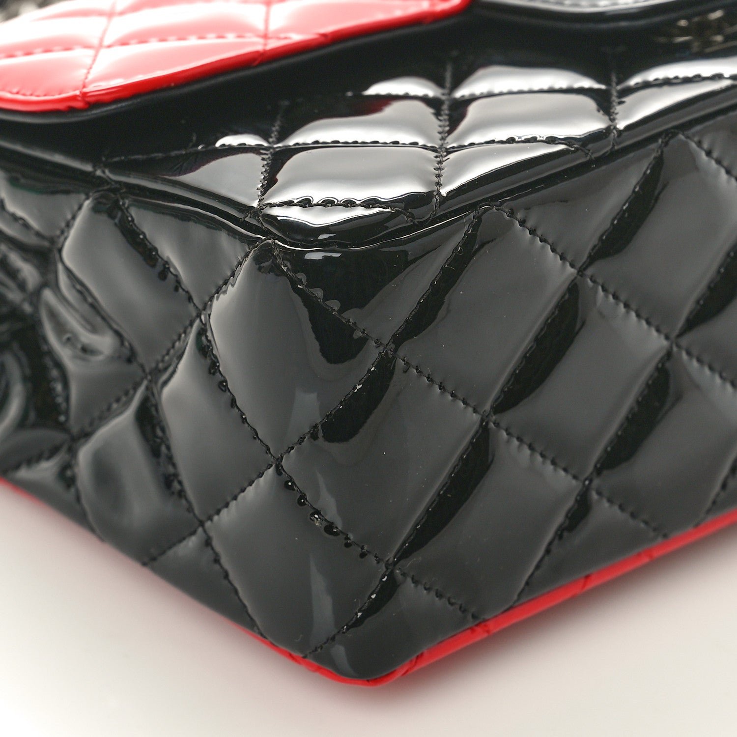 Patent Calfskin Quilted Bi-Color Mini Rectangular Flap Black Red - Image 9