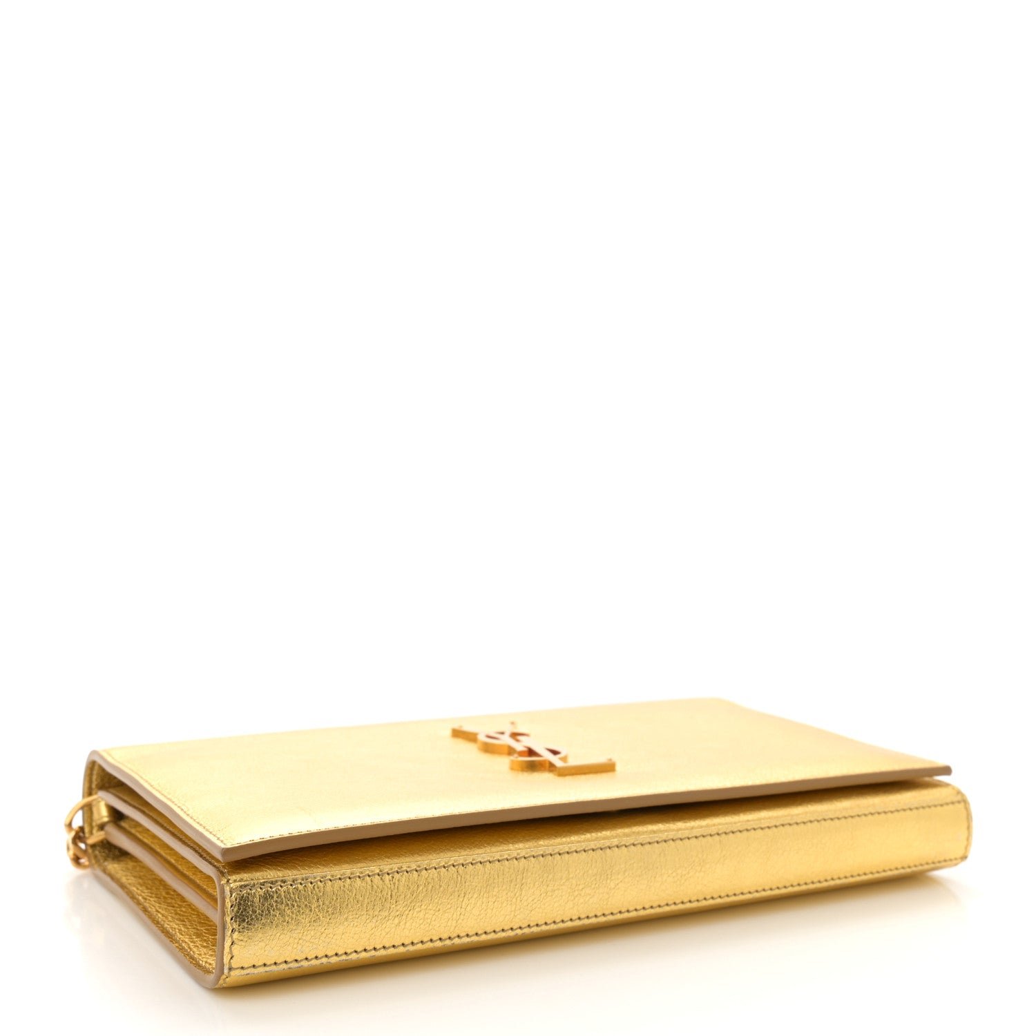 Metallic Calfskin Monogram Chain Wallet Gold - Image 4