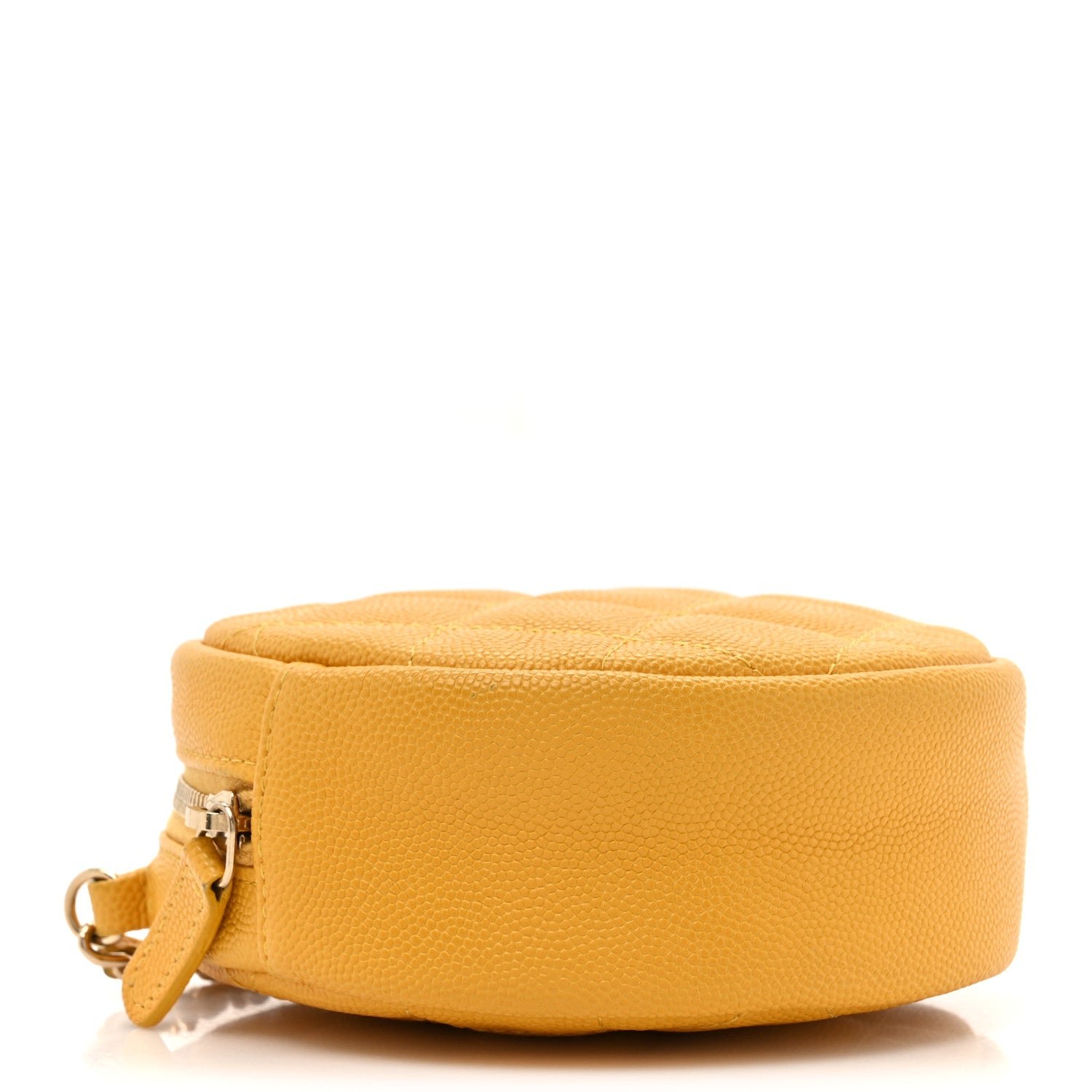 Caviar Quilted Round Clutch With Chain Yellow - Image 4
