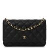 Caviar Quilted Wallet on Chain WOC Black
