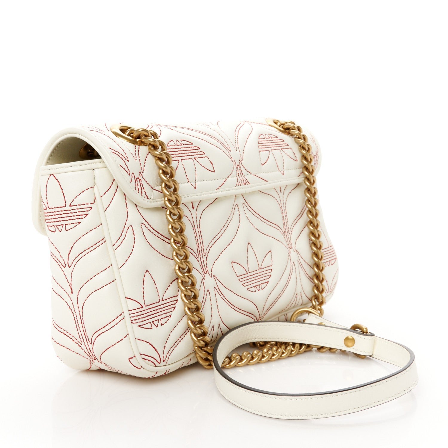 X Adidas Calfskin Matelasse Small GG Marmont Shoulder Bag Off White - Image 2