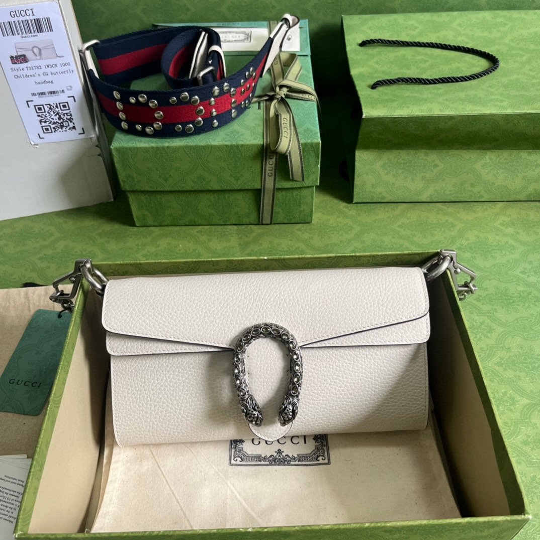 GUCCI Dionysus Pebbled Leather Shoulder Bag – Small White Grain Leather