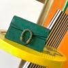 GUCCI Dionysus Small Leather Shoulder Bag – Litchi-Grain Green, Luxury Classic with Tiger Head Hardware