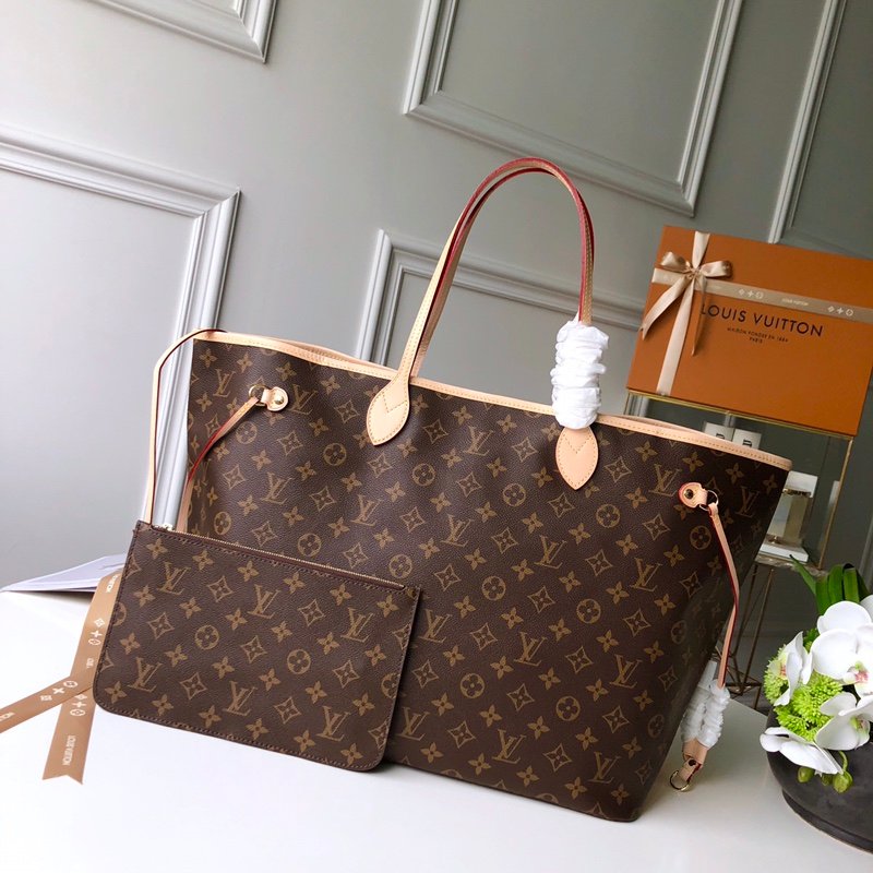 Louis Vuitton Monogram Shopping Tote – 51 White Leather with Brown Interior, Large Capacity Designer Shoulder Bag