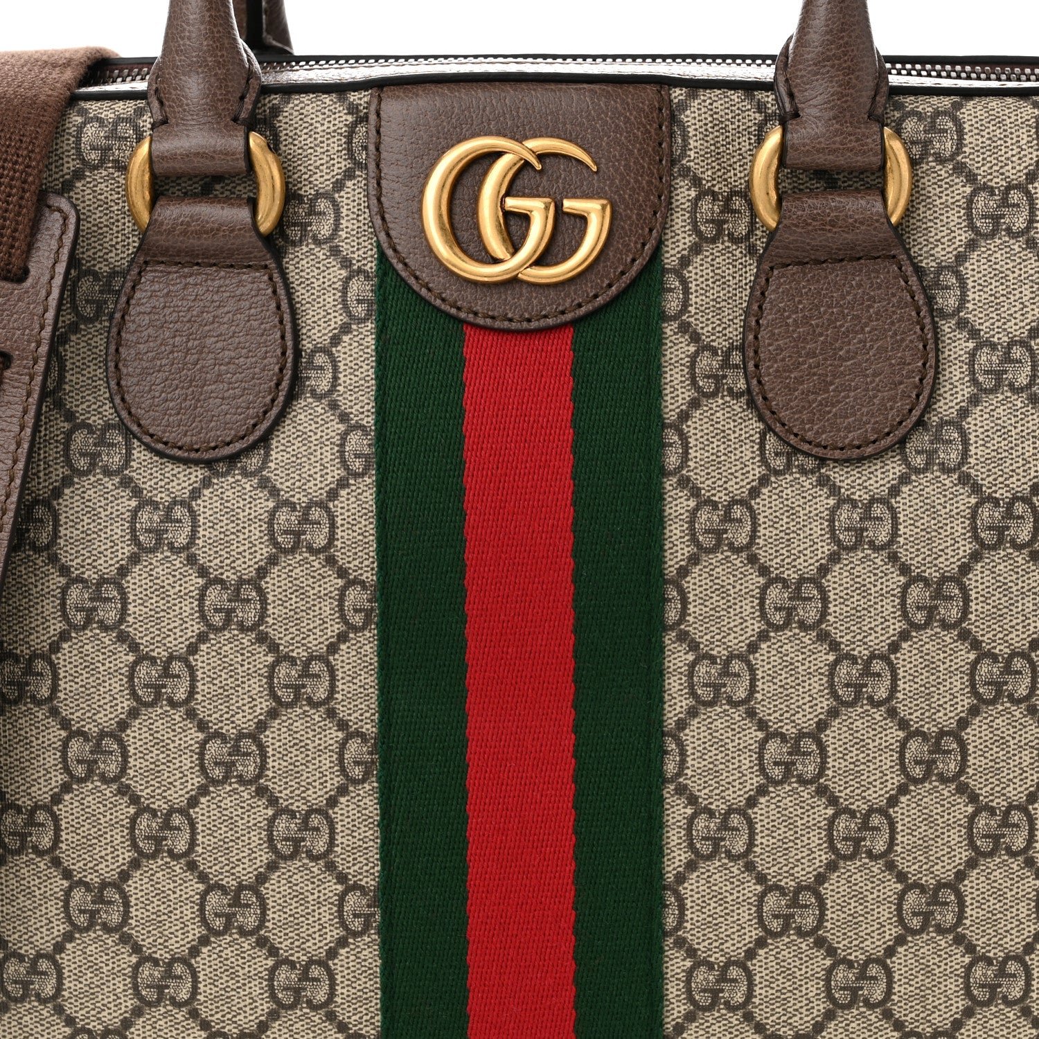 GG Supreme Monogram Textured Calfskin Web Medium Ophidia Briefcase Beige Ebony New Acero - Image 8