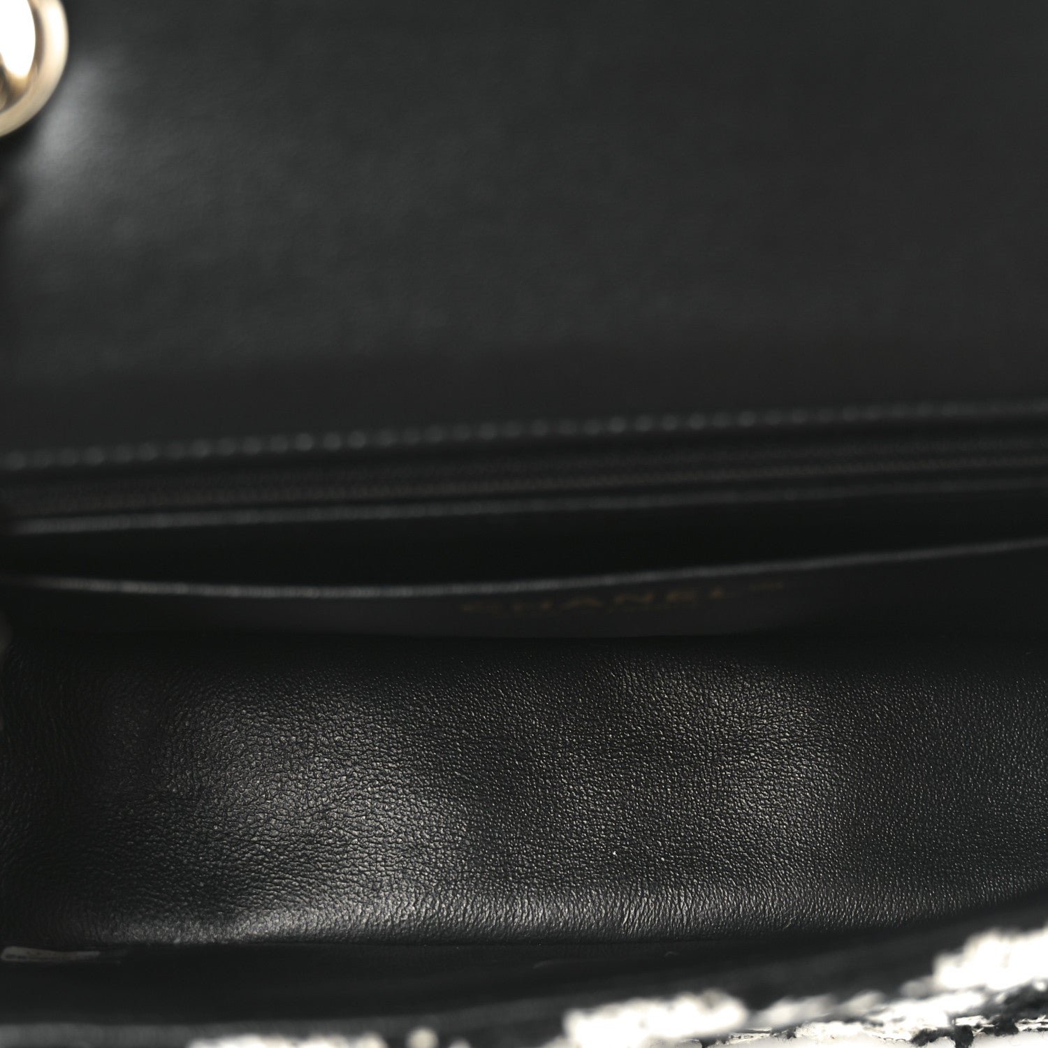 Tweed Quilted Mini Rectangular Flap Black Ecru White - Image 5