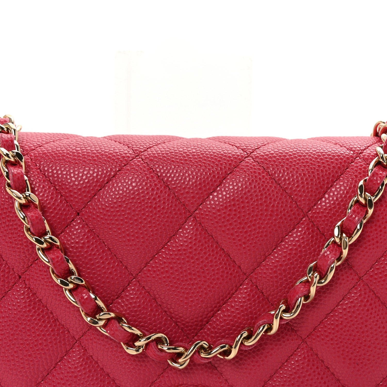Caviar Quilted Wallet on Chain WOC Dark Pink - Image 9