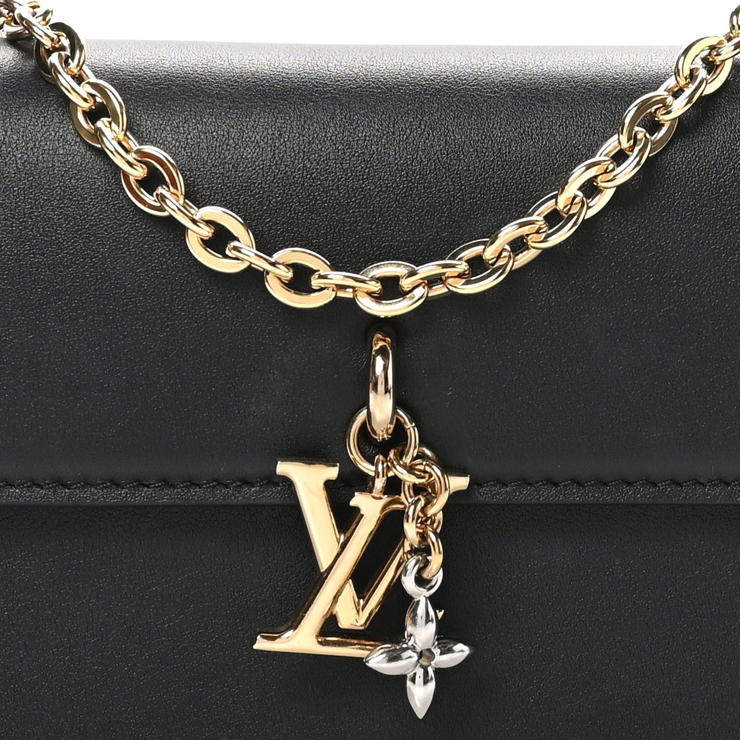 Calfskin LV Bloom Wallet On Chain Black - Image 7