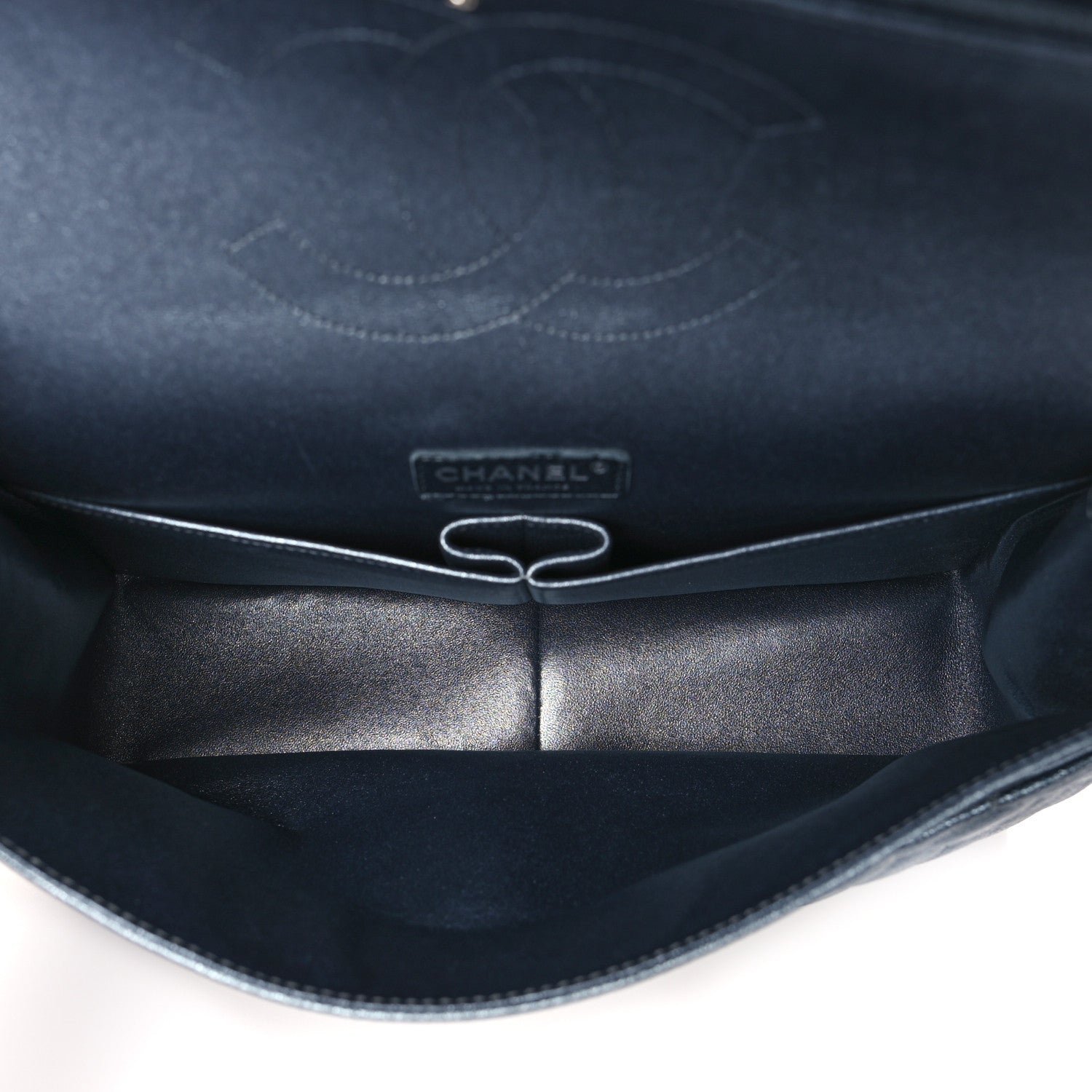 Metallic Caviar Quilted Maxi Double Flap Charcoal - Image 5