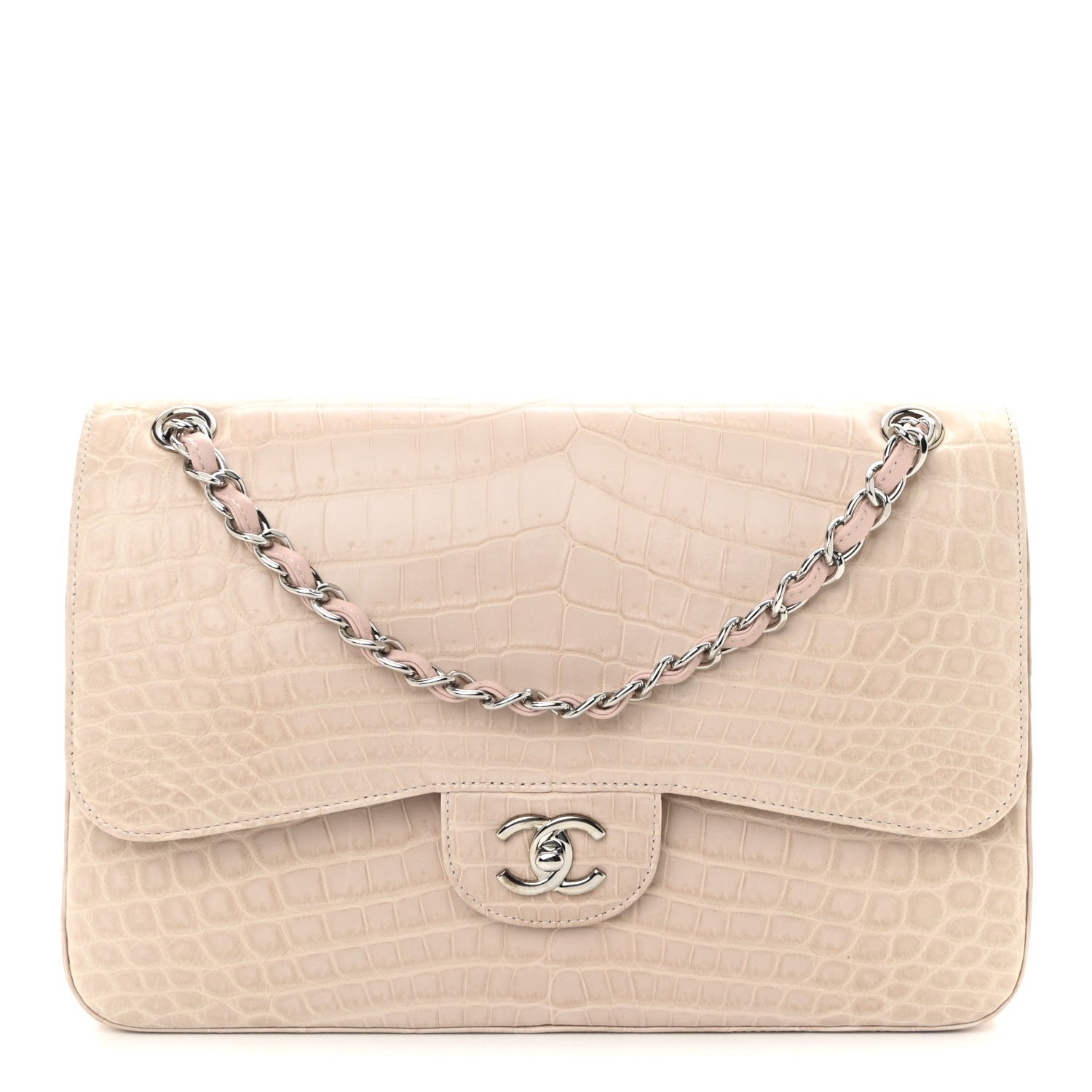 Alligator Jumbo Double Flap Light Pink