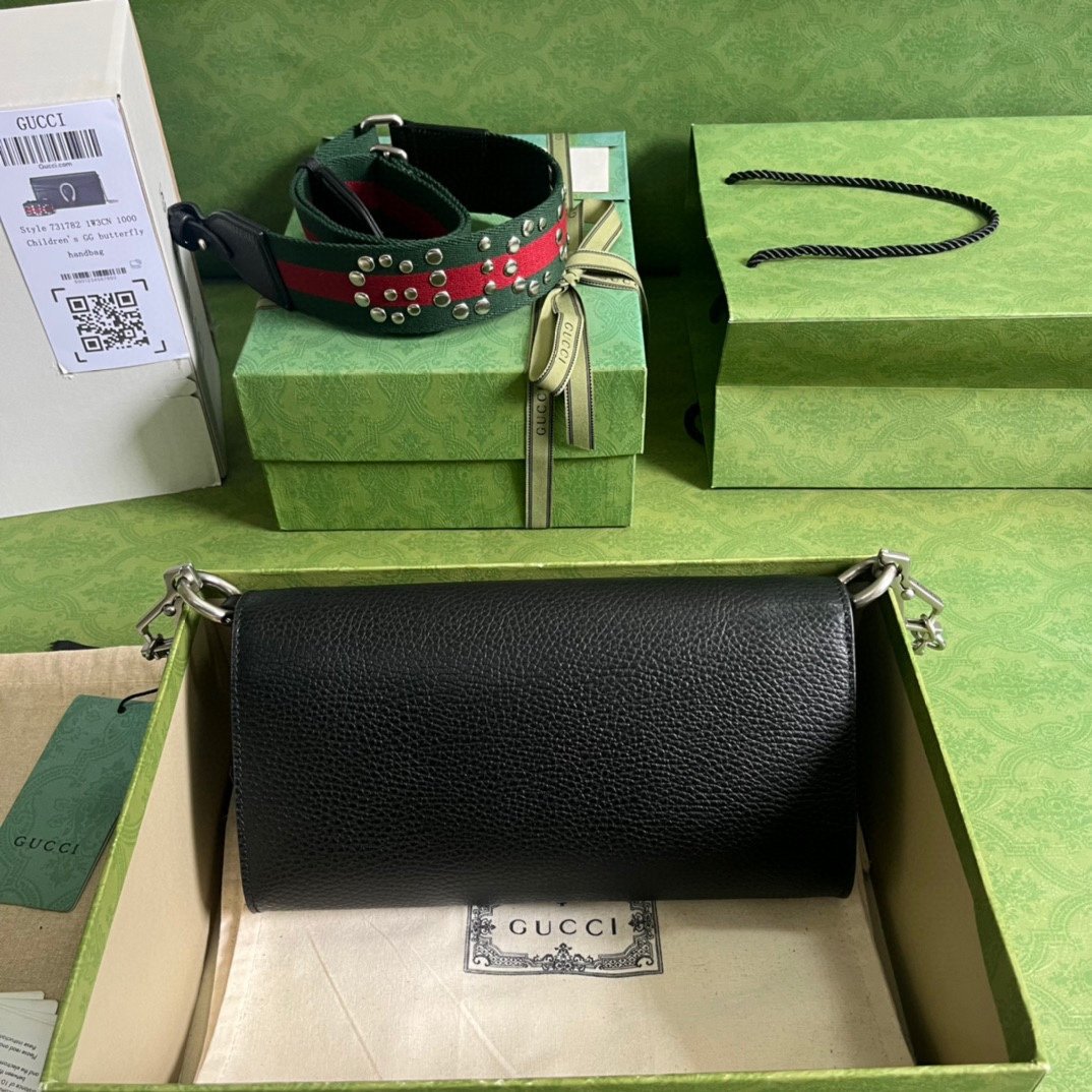 GUCCI Dionysus Small Leather Shoulder Bag – Black Pebbled Grain - Image 3