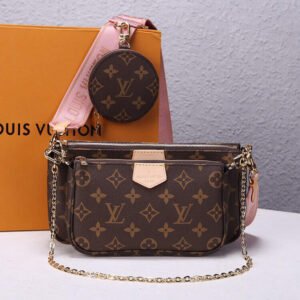 Louis Vuitton Multi Pochette Accessories Set – Monogram Canvas with Pink Strap (3-Piece Crossbody Set)