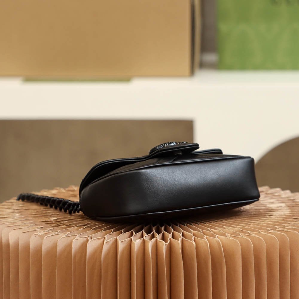 Gucci GG Marmont Mini Shoulder Bag – Black Quilted Leather Crossbody - Image 5