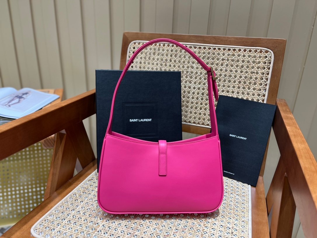 YSL Pink Gold Shoulder Bag – Elegant Underarm Hobo Style, Luxury Saint Laurent Baguette Bag - Image 2