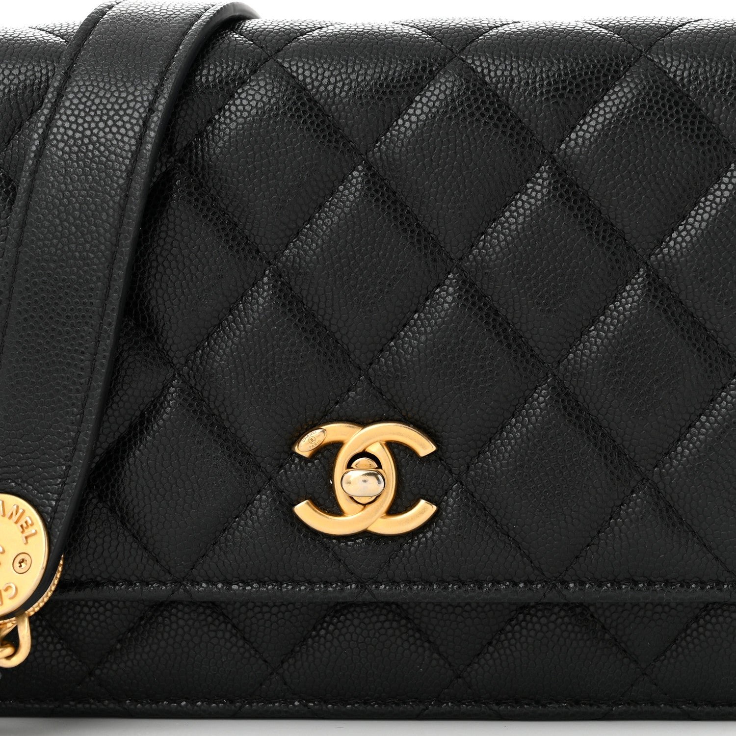 Caviar Quilted Twist Your Buttons Wallet On Chain WOC Black - Image 9