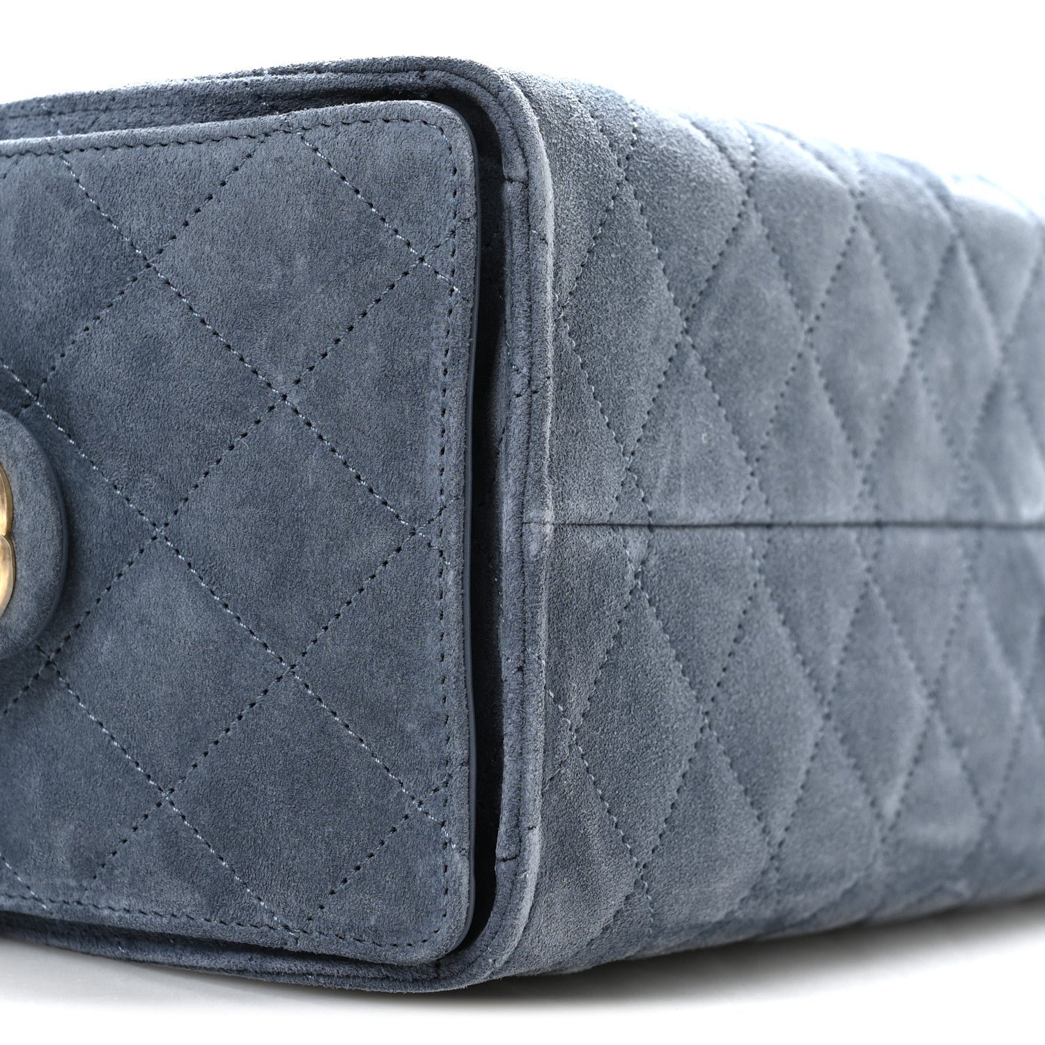 Suede Quilted Small Chanel 25 Handbag Blue - Image 9