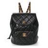 Lambskin Quilted Drawstring Backpack Black