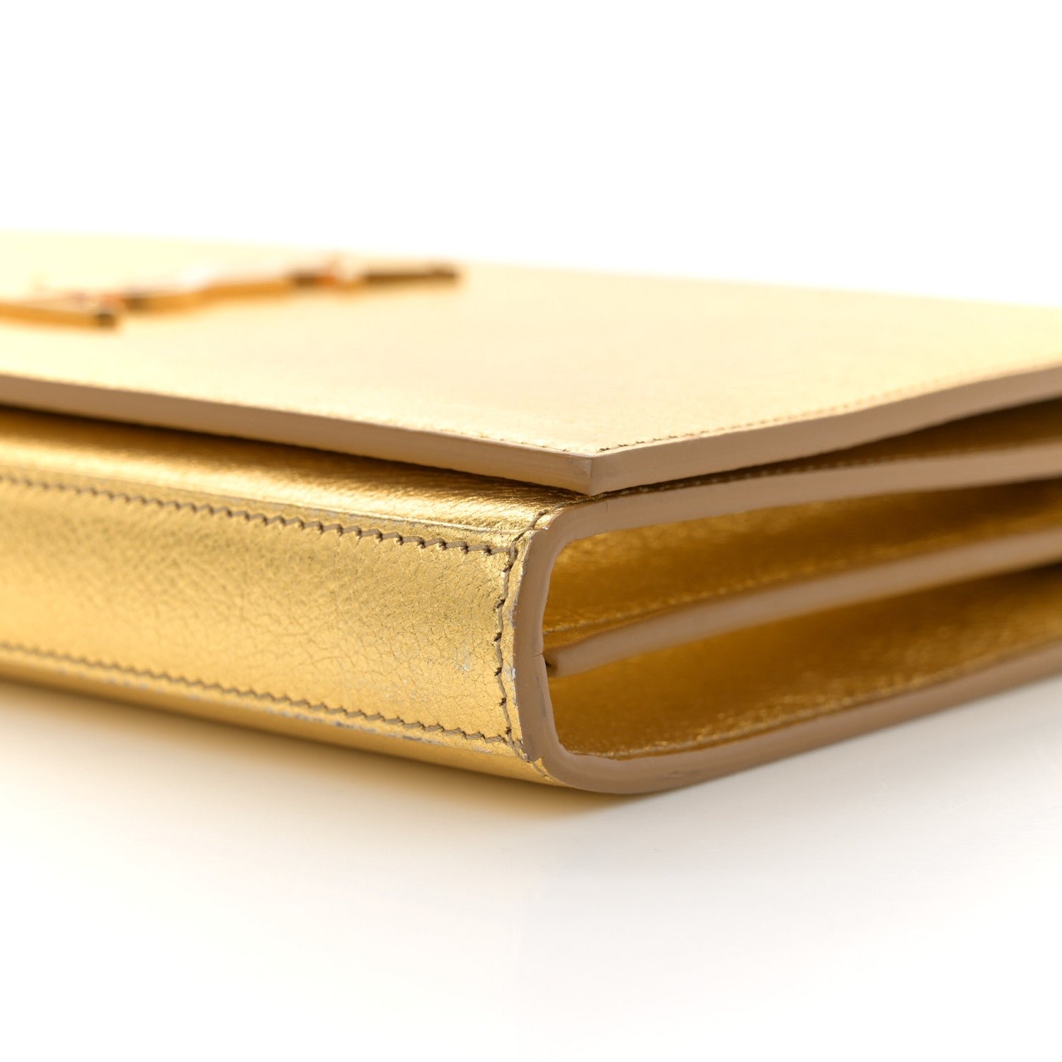 Metallic Calfskin Monogram Chain Wallet Gold - Image 9