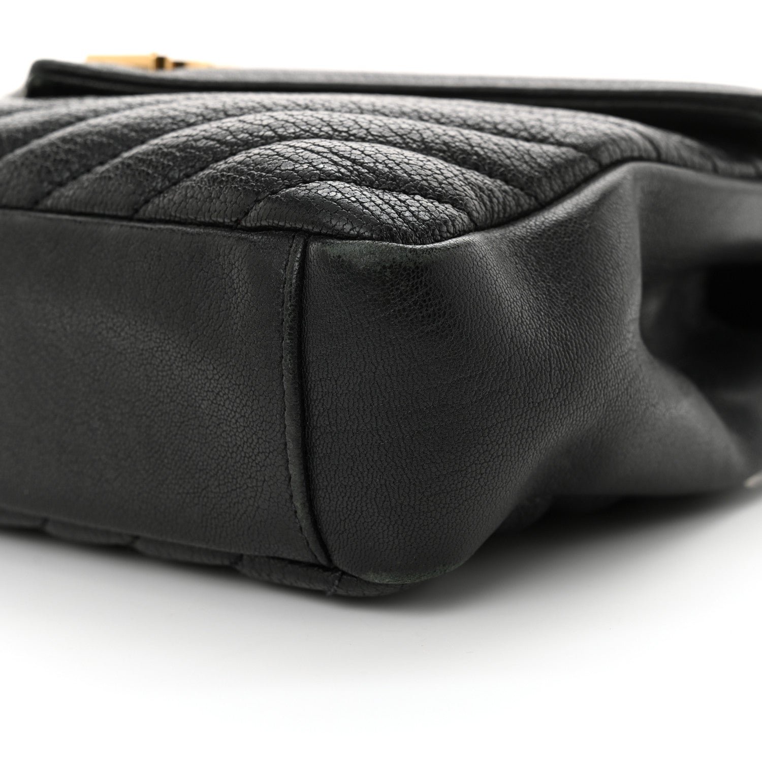 Sheepskin Matelasse Chevron Monogram Medium College Bag Black - Image 10