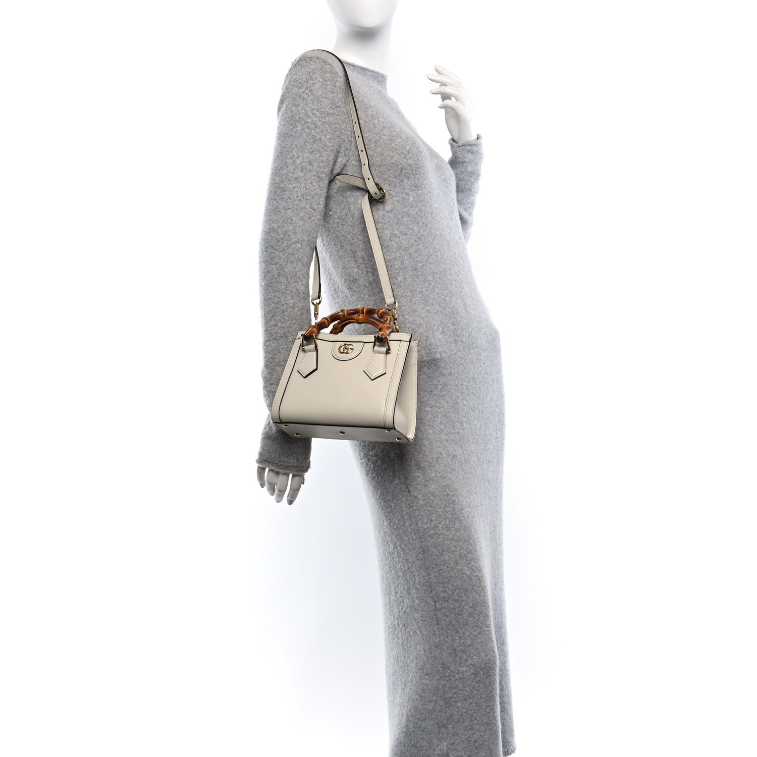 Wonka Grain Calfskin Mini Diana Tote Bag Mystic White - Image 2