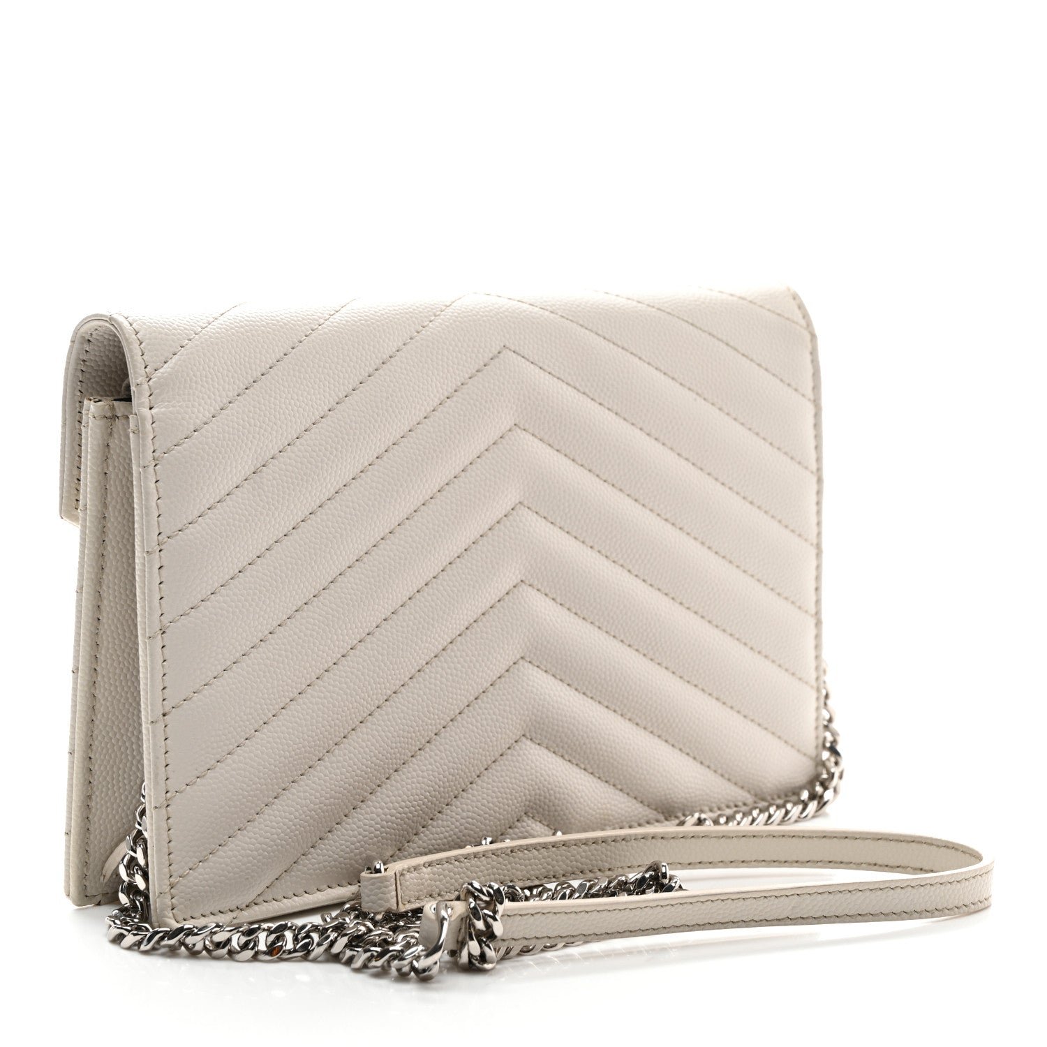 Grain De Poudre Matelasse Chevron Monogram Envelope Chain Wallet Crema Soft - Image 3