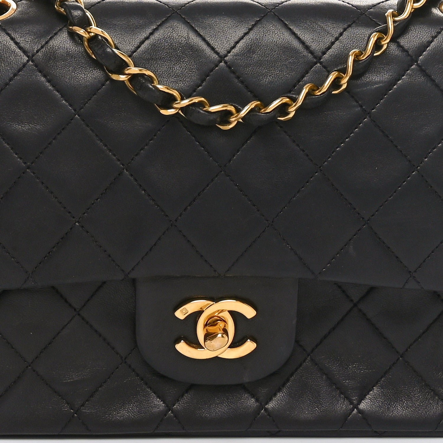 Lambskin Quilted Medium Double Flap Black - Image 8