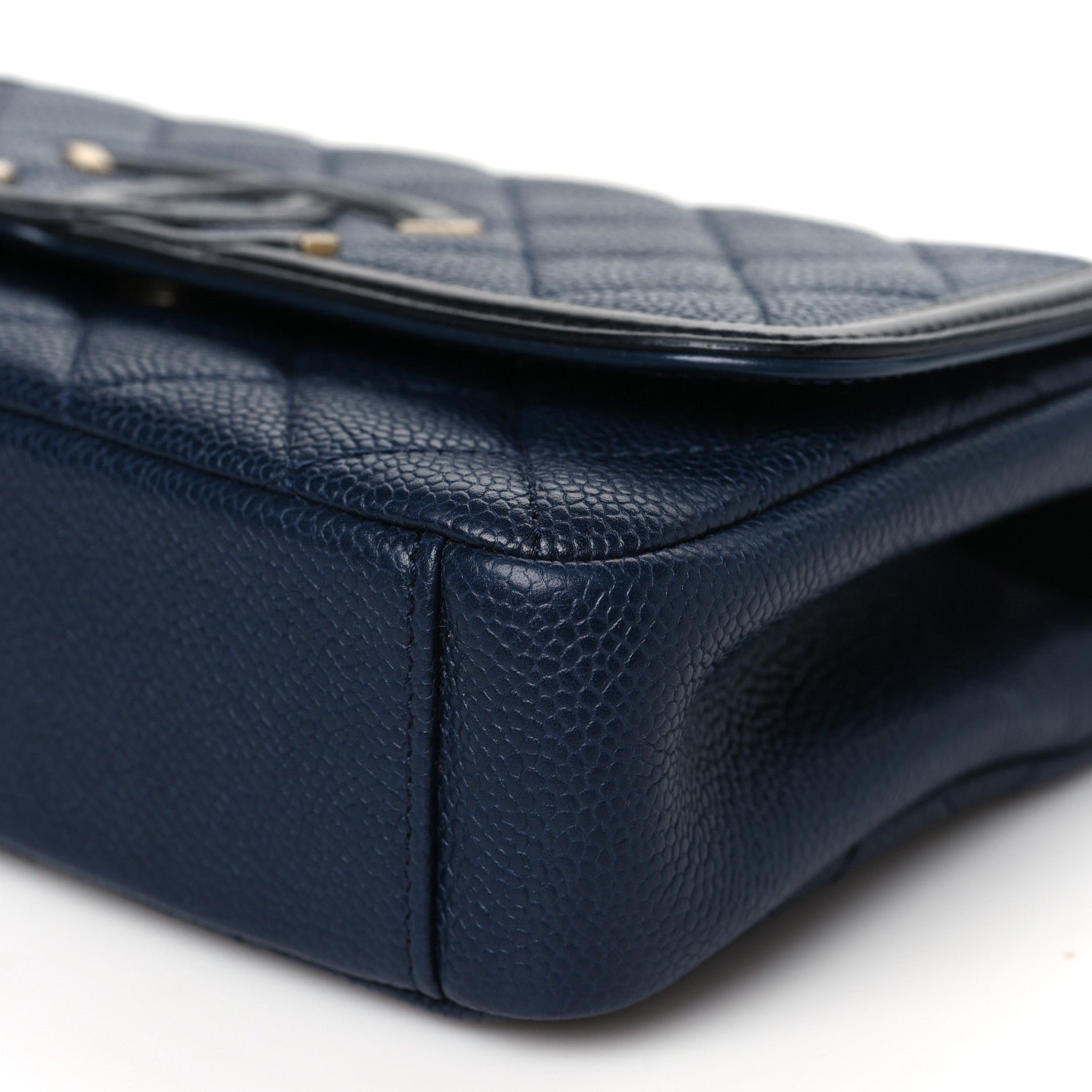 Caviar Quilted Small CC Filigree Flap Navy Black - Image 10