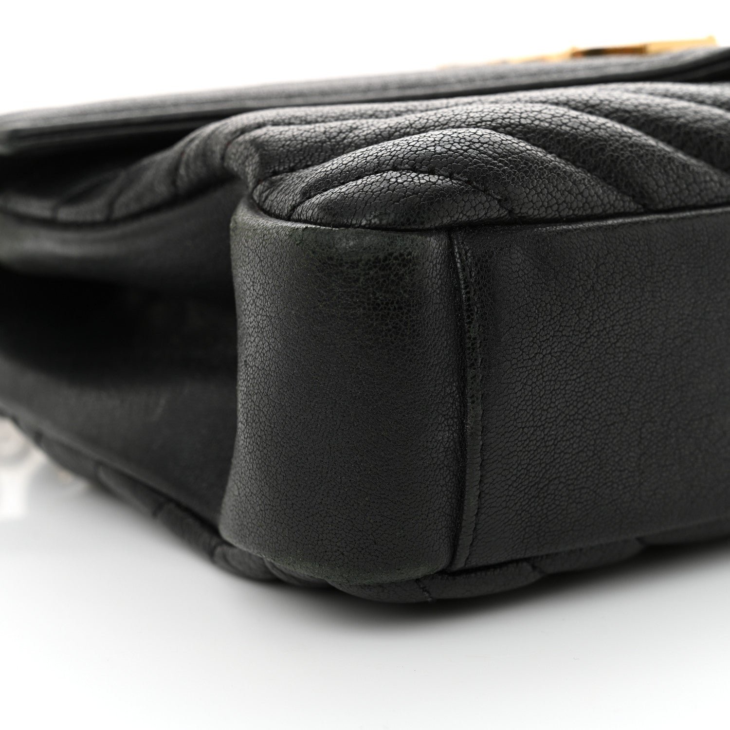 Sheepskin Matelasse Chevron Monogram Medium College Bag Black - Image 9