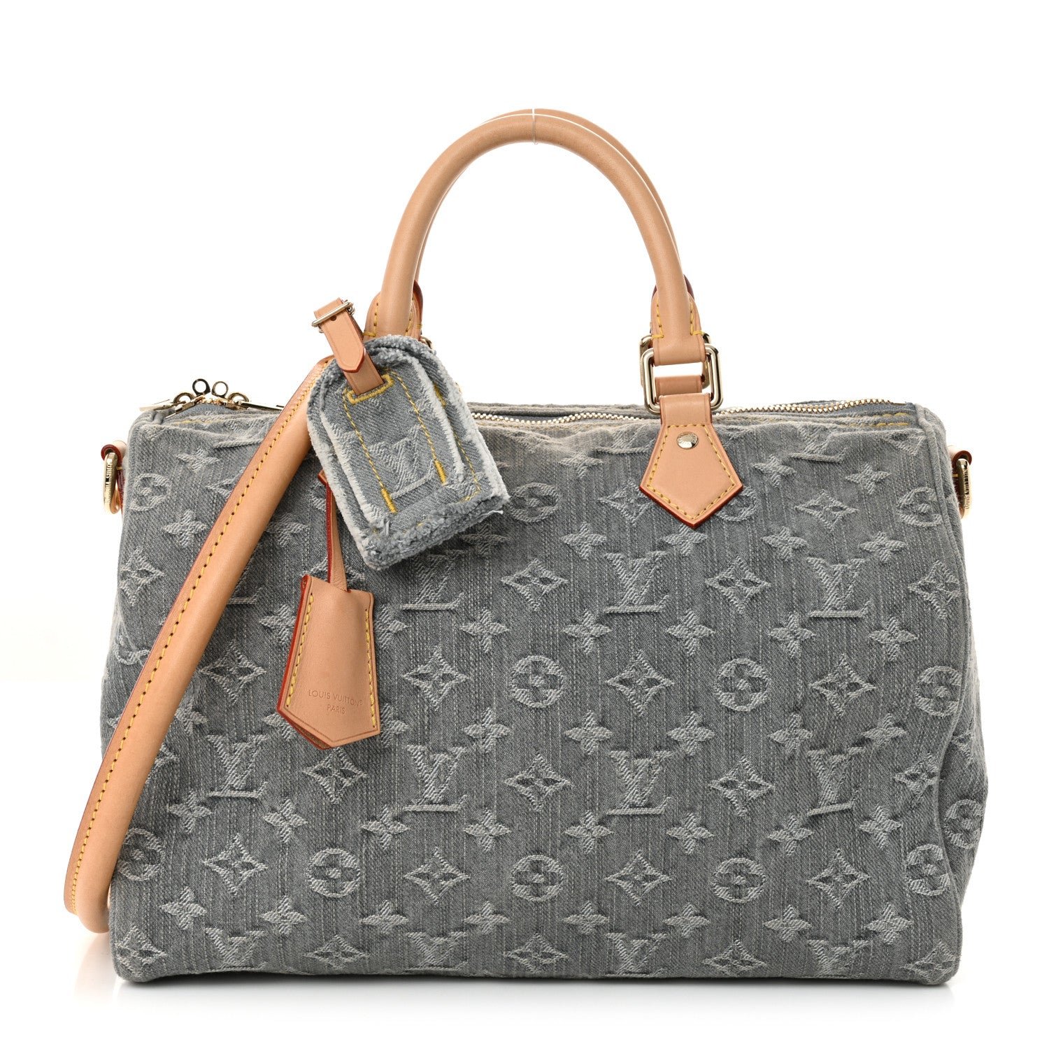 Monogram Denim Speedy Soft 30 Washed Gray