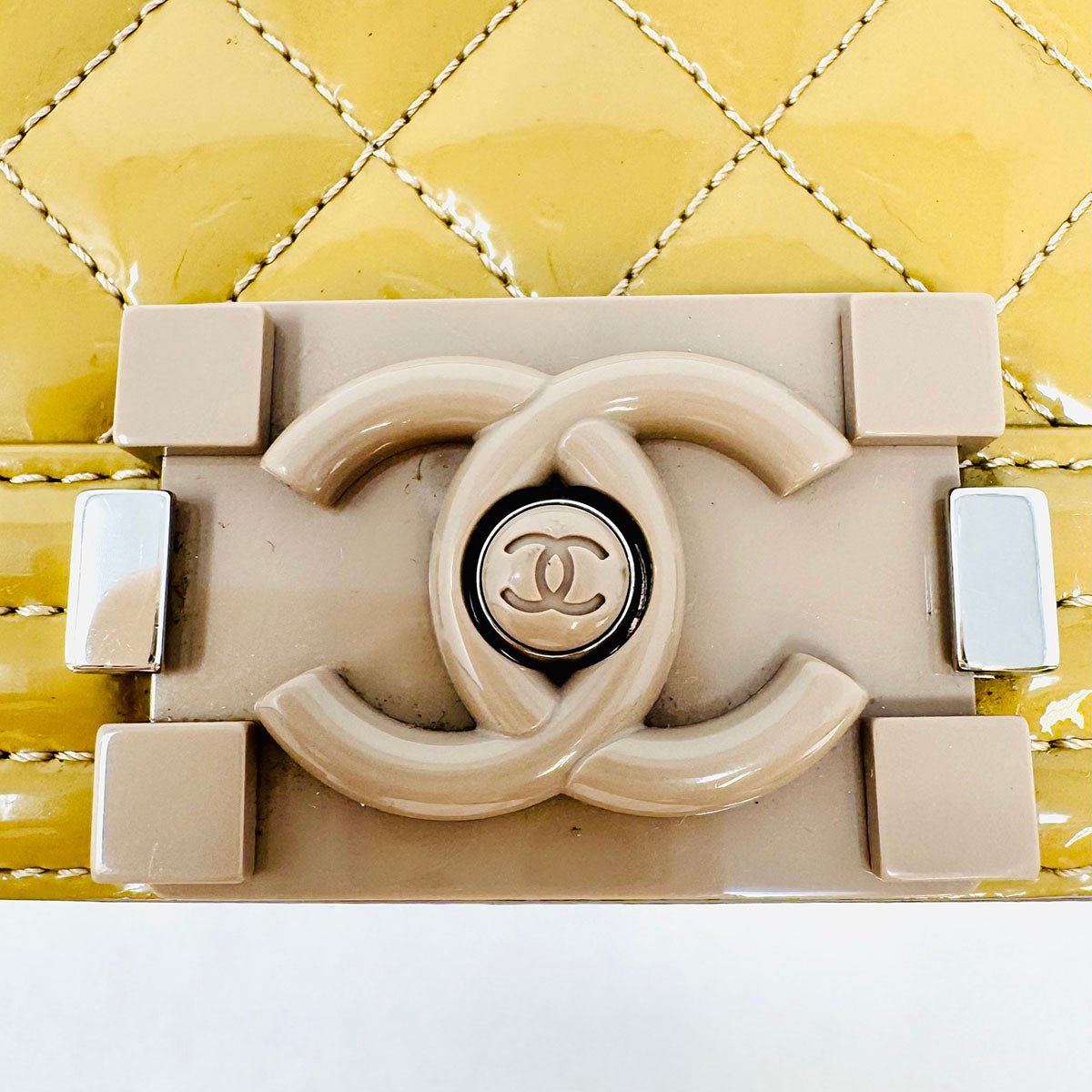 Chanel Quilted Patent Leather Boy Bag - Image 5