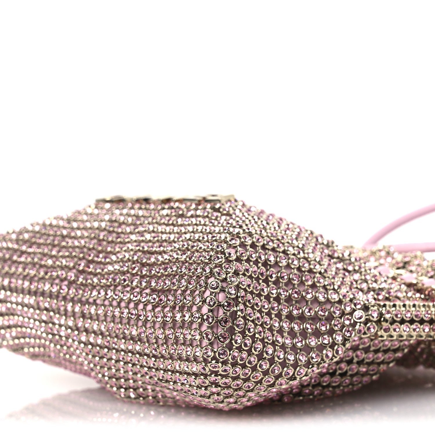Crystal Embellished Metallic Lambskin Mini Chanel 22 Pink - Image 10