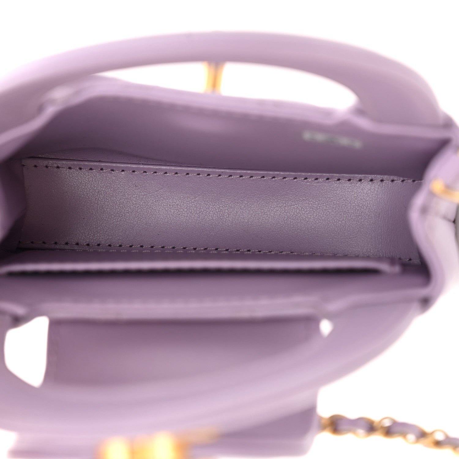 Shiny Aged Calfskin Quilted Mini Nano Kelly Shopper Lilac - Image 5