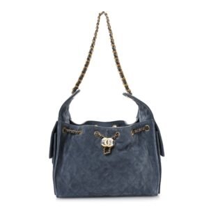 Suede Quilted Small Chanel 25 Handbag Blue