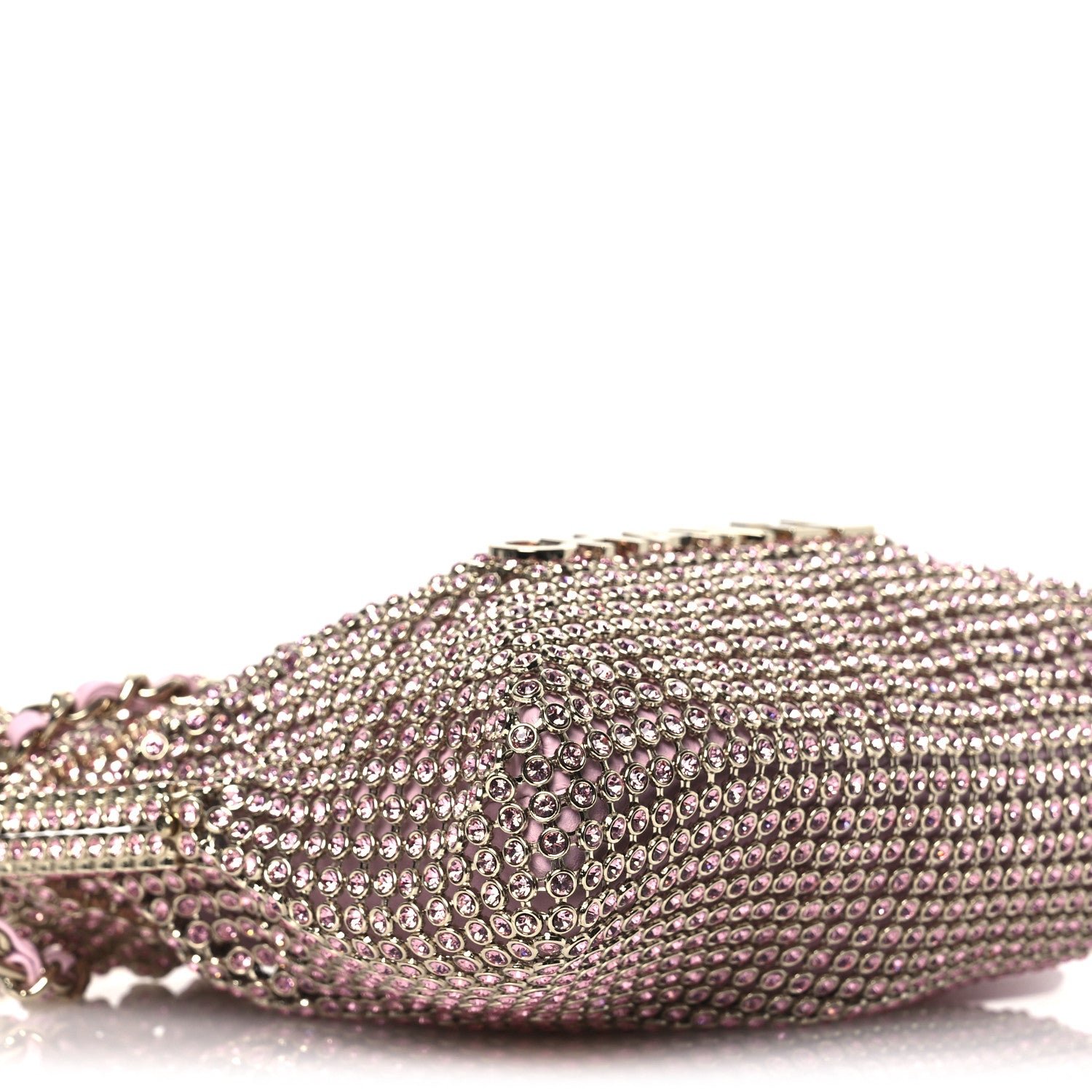 Crystal Embellished Metallic Lambskin Mini Chanel 22 Pink - Image 9