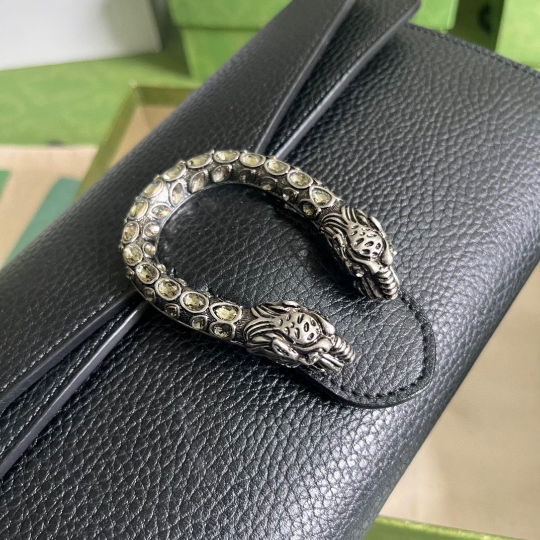 GUCCI Dionysus Small Leather Shoulder Bag – Black Pebbled Grain - Image 2