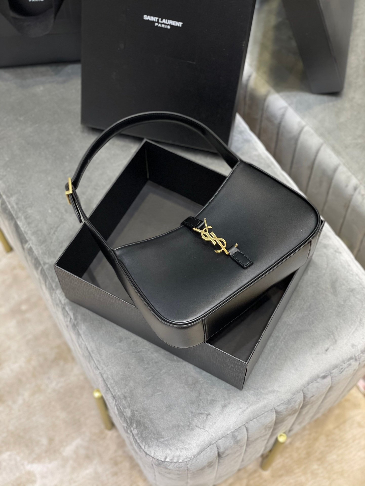 YSL Baguette Shoulder Bag – Black with Gold Hardware | Classic Underarm Style - Image 2