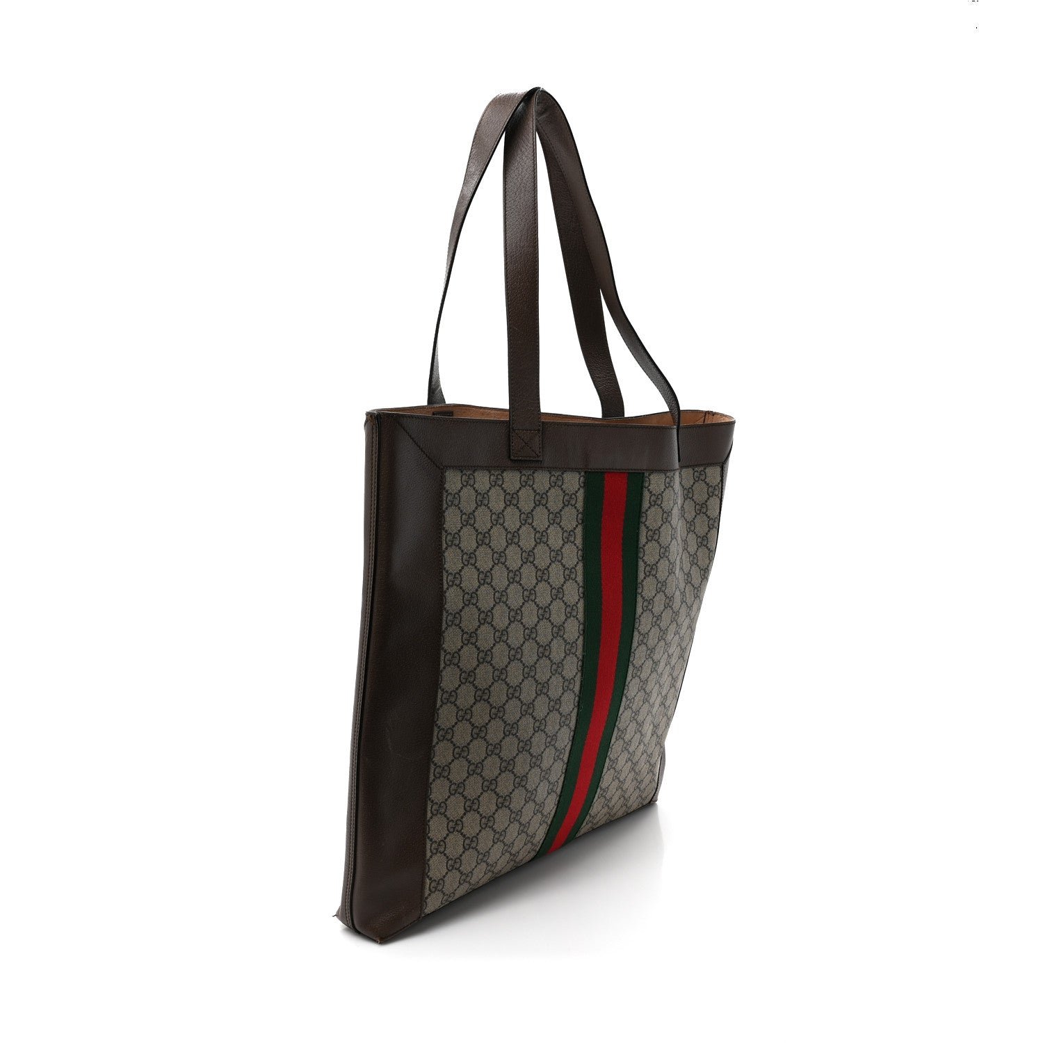 GG Supreme Monogram Web Large Ophidia Vertical Shopping Tote Brown - Image 2
