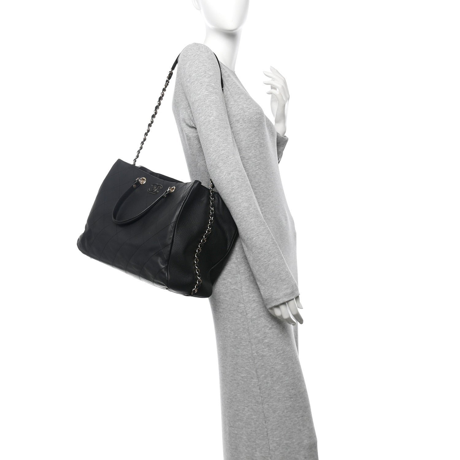 Bullskin Stitched Large Shopping Bag Black - Image 2