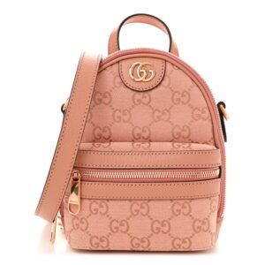 Monogram Textured Dollar Calfskin Mini Ophidia Crossbody Cloche Rose Pink