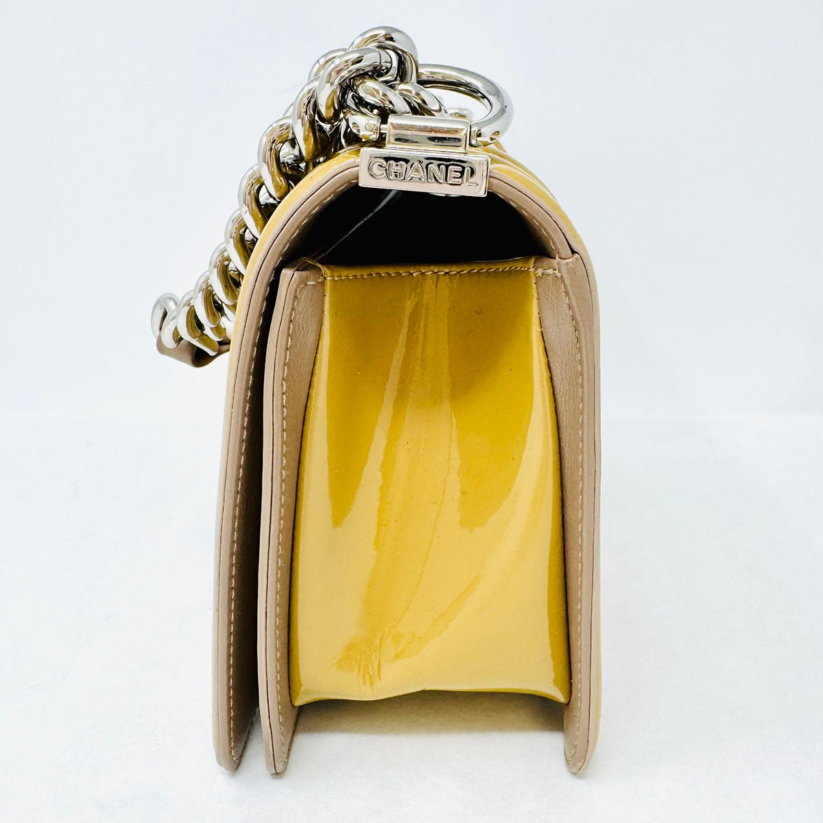 Chanel Quilted Patent Leather Boy Bag - Image 3