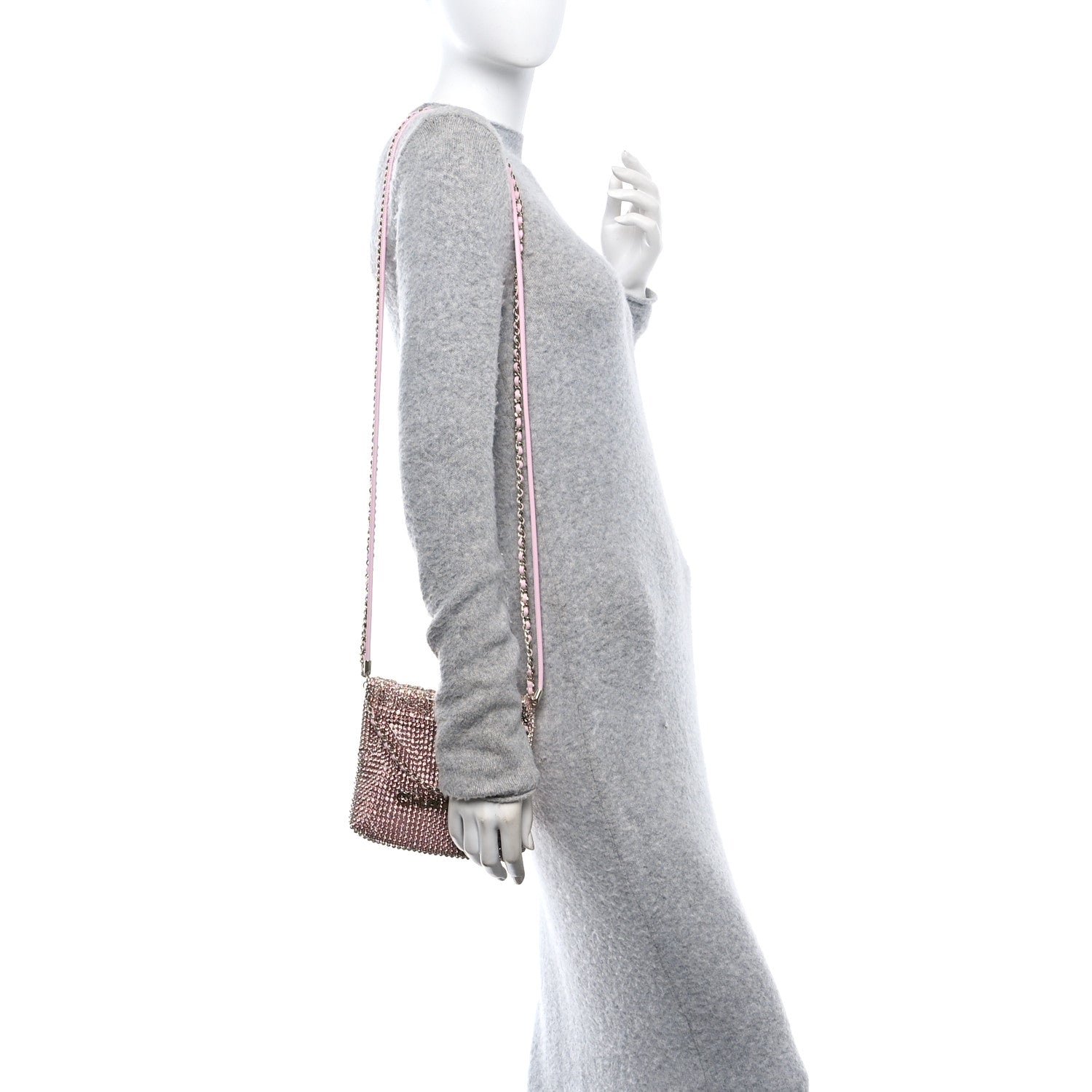 Crystal Embellished Metallic Lambskin Mini Chanel 22 Pink - Image 2