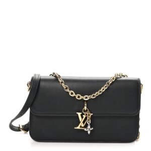 Calfskin LV Bloom Wallet On Chain Black
