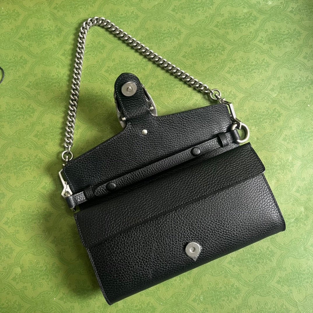 GUCCI Dionysus Small Leather Shoulder Bag – Black Pebbled Grain - Image 7