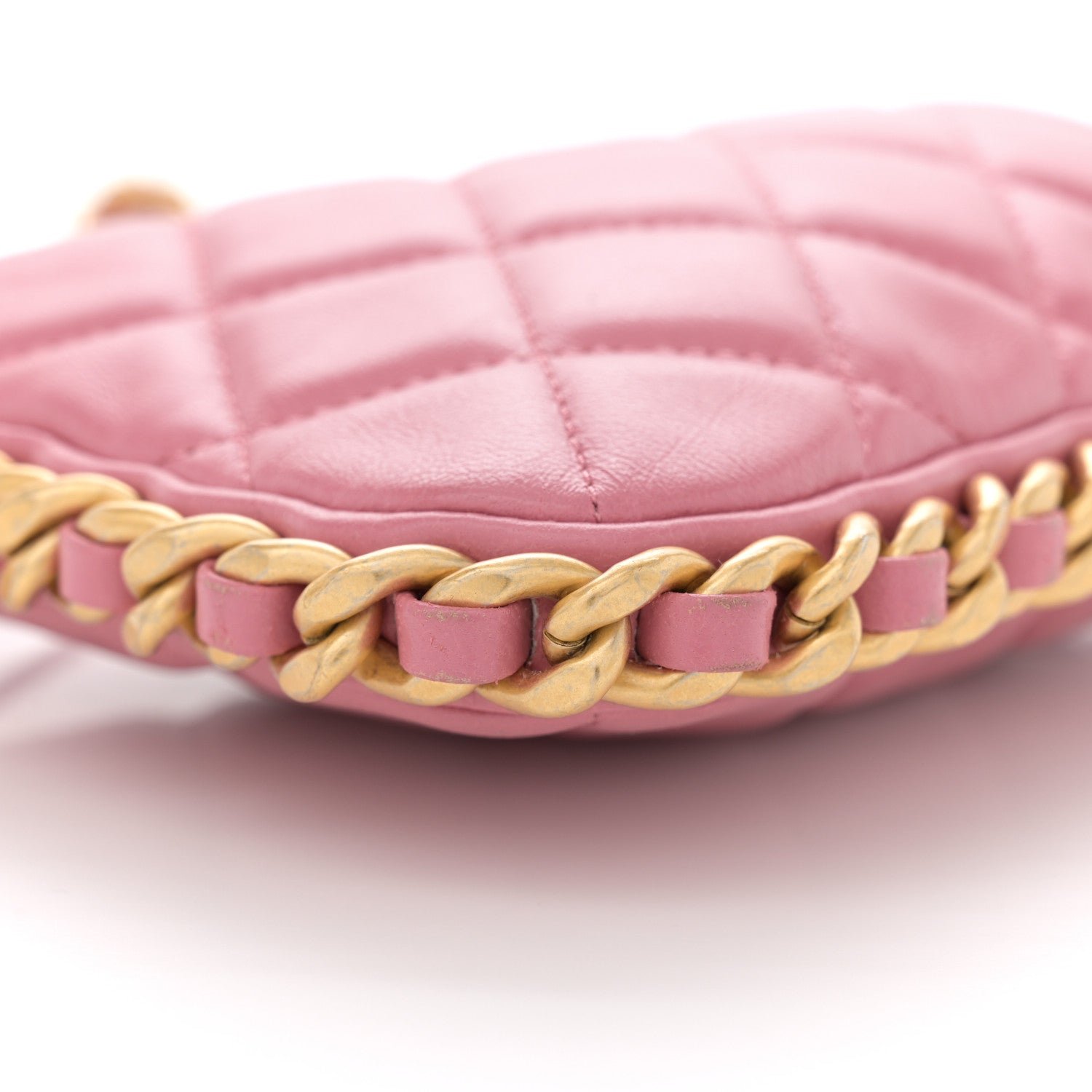 Lambskin Quilted Chain Around Top Handle Mini Bag Pink - Image 9