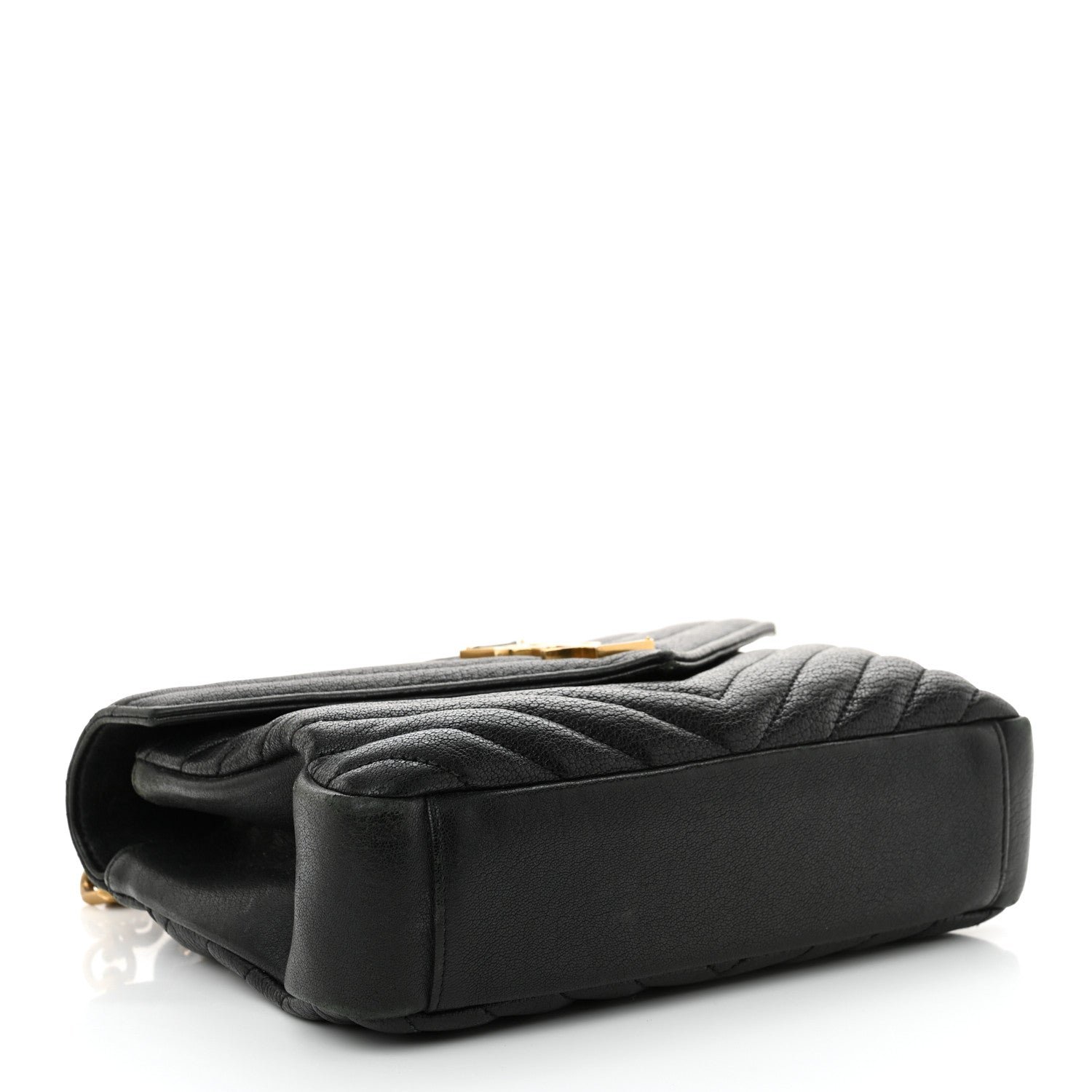 Sheepskin Matelasse Chevron Monogram Medium College Bag Black - Image 4