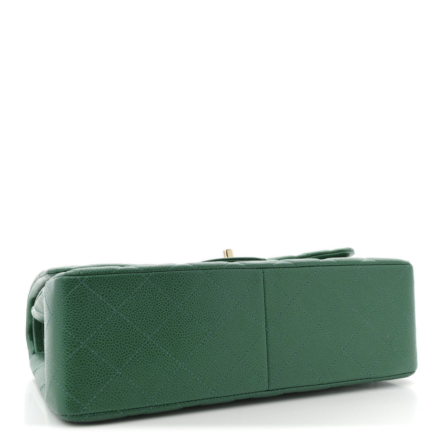 Metallic Caviar Quilted Jumbo Double Flap Green - Image 4